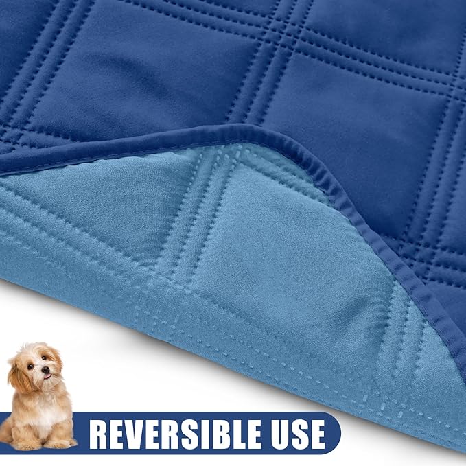 Smiry Waterproof Dog Bed Cover Blanket 40x70, Soft Reversible Pet Blanket, Washable Leakproof Cats Dogs Couch Cover for Sofa, Couch, Furniture, Lattice, Navy/Blue