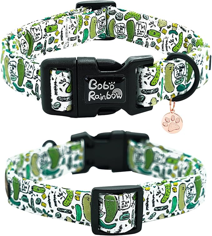 Dog Collar-Cute Dill Print Adjustable Pet Collars Comfortable Spring Summer Cotton Puppy Collar Durable Gift for Small Dogs