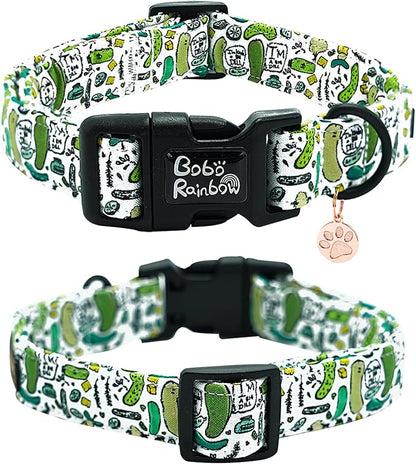 Dog Collar-Cute Dill Print Adjustable Pet Collars Comfortable Spring Summer Cotton Puppy Collar Durable Gift for Small Dogs