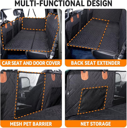 YJGF Dog Back Seat Extender for Truck,Truck Seat Cover Back Seat,Dog Hammock for Truck,Pet Seat Covers for Dogs,Hard Bottom Seat Extender for Dogs(Black,for Full Size Truck)