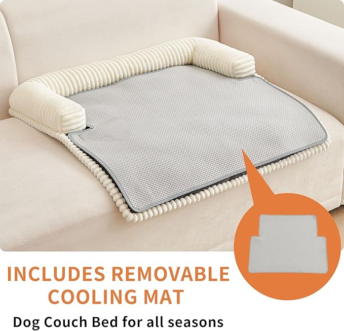HAOMAIJIA Dog Couch Bed for Small Dogs, Non Slip Pet Couch Covers for Sofa Thick Soft Washable Dog Couch Cover Protector All Seasons Universal Dogs and Cats Bed Mat (Grey, Small)