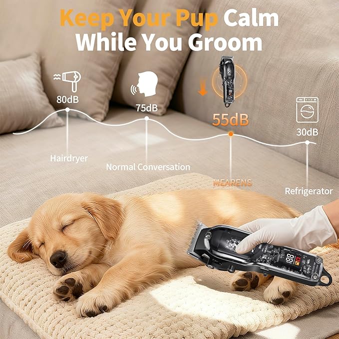 LQTⓇ Pet Electric Trimmer, Transparent Edition, Quiet Design, Wireless USB Charging, LED Digital Display. Suitable for Pets with Thick Coats.