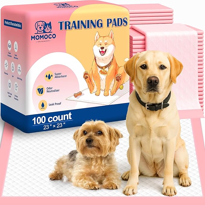 MoMoCo Puppy Pads, 23"x23"-100 Count Pet Pee Pads, Super Absorbent Disposable Dog Training Pads , Leak-Proof, Quick-Drying Potty Pads for Dogs Puppies