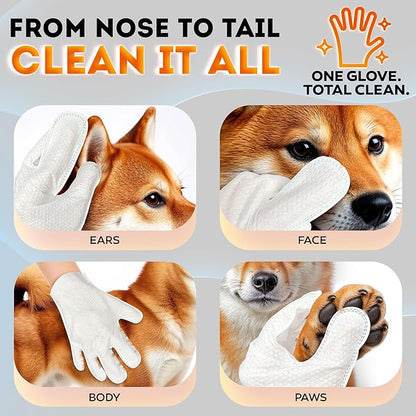 2026 New - Pet Cleaning Glove Wipes for Dogs & Cats – Wet Deodorizing Grooming Gloves for Paws, Body, Ears, Face & Coat – Hypoallergenic Hydrating Lavender Scent – Daily Care & Travel Use – 18 Count