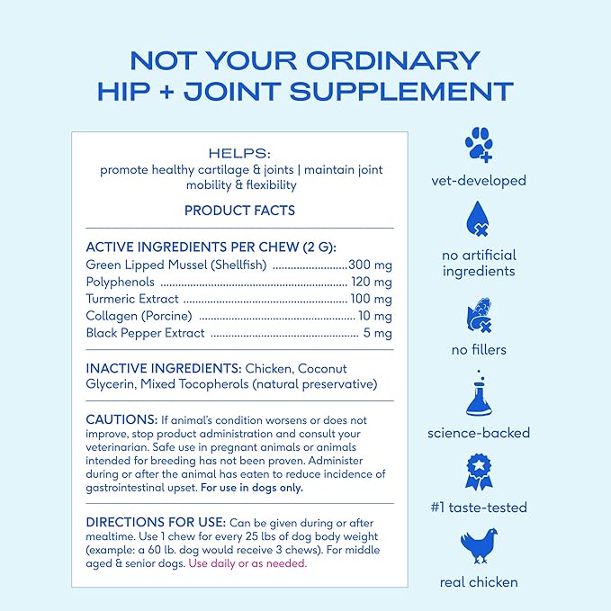 Native Pet Pain Relief for Dogs - Collagen for Dogs Promotes Joint Health, Reduce Inflammation & Stiffness - Senior Pup Joint Supplement - Natural Pain Reliever for Active & Aging Pets - 60 Chews