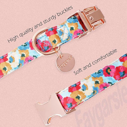 Faygarsle Colorful Pattern Dog Collar for Small Medium Large Dogs Cute Puppy Collars for Female Dogs Floral Dog Collars for Summer Spring Wedding Necklace Girl Dog Collar XS