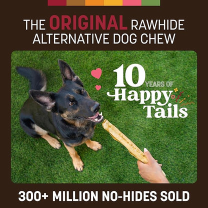 Earth Animal No Hide Chews - Long Lasting Rawhide Free Large Dog Chews Rolls, Beef - 2 Count