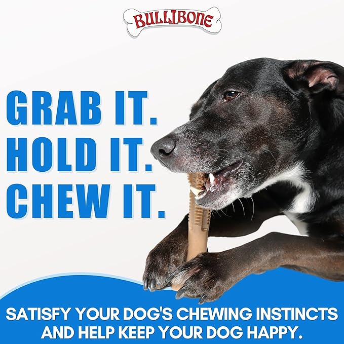 Bullibone Nylon Dog Chew Toy Spin-a-Bone - Interactive Dog Toy, Triggers Natural Instincts, and Improves Oral Health