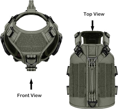 ICEFANG GN3 Tactical Dog Harness with 6X Quick Release Buckles,Molle Compatible Dog Vest,Adjustable Snug fit, Loop Panels for Dog Patch,No Pulling Front Leash Clip (X-Small (Pack of 1), Ranger Green)