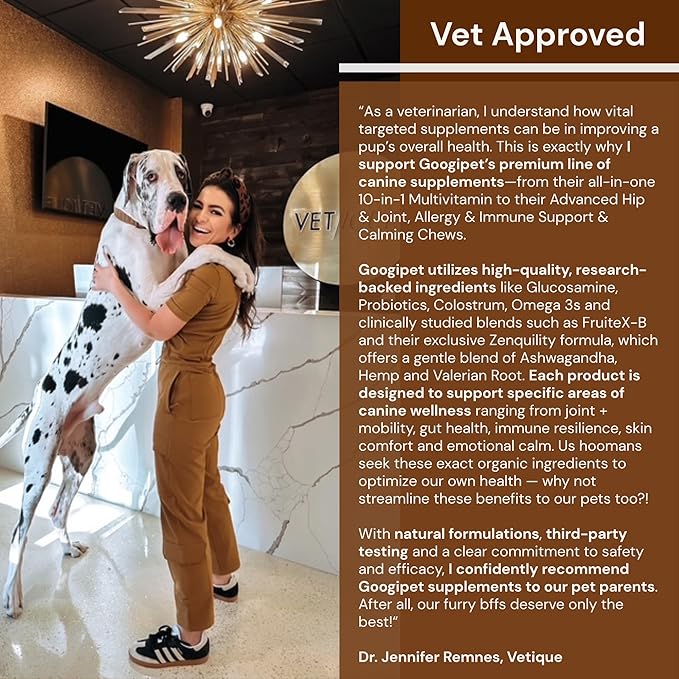 Googipet Premium Hip and Joint Supplement for Dogs - Glucosamine Soft Chews w/Green Lipped Mussels for Dogs, Dog Joint Supplement Turmeric for Mobility, Ages, & Breeds