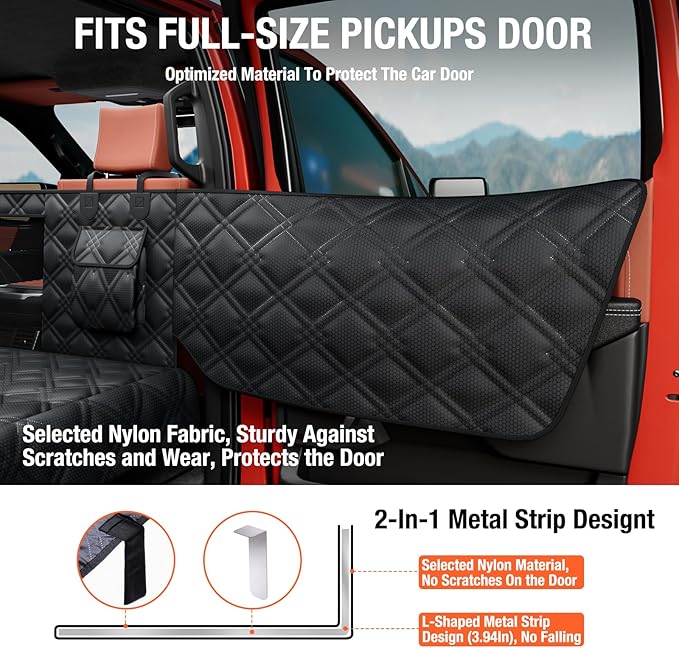 Surfcabin Truck Back Seat Extender for Dogs – Waterproof Full Size Pickup Pet Seat Cover with Door Protection, Hard Bottom Holds 420 lbs Dog Hammock for F150, RAM 1500 & More