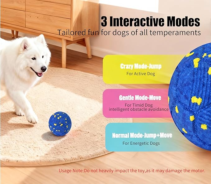 Smart Interactive Dog Ball, Dog Soccer Ball, Auto-Rolling, Bouncing and Rotating with Chew-Resistant E-TPU Material, IP54 Waterproof for Medium and Large Dogs (Orange)