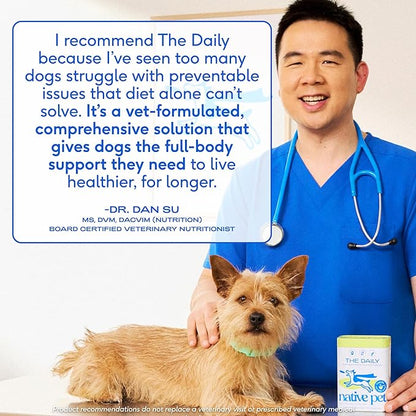 Native Pet Dog Vitamins & Supplements - 11-in-1 Multivitamin Powder for Dogs Food Topper - Collagen, Glucosamine, Probiotics, Omega & More- Supports Healthy Gut, Mobility & Overall Health -120 Scoops