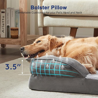 FURTIME Orthopedic Dog Beds for Meidum Large Dogs, Washable Dog Bed with Supportive Foam, Pet Sofa with Removable Cover, Waterproof, Nonskid Bottom