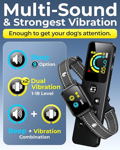 Small Dog Training Collar with Remote 3300FT, Humane Vibrating Dog Collar - Vibration & Beep Only | IPX7 Waterproof & Rechargeable | Fits for Puppies Medium Large Dogs (No Shock)