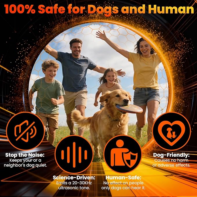 Dog Bark Deterrent Devices for Training Collar and Pet Supplies Ultrasonic Dog Whistle Repellent Horn Stopper for Large Yard Deterrents and Behavior Aids Shock Air Can Repeller with Sonic Light