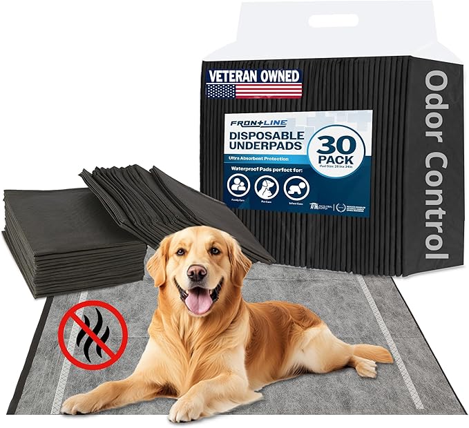 Charcoal Infused Pee Pads for Dogs 30 Count XL 6 Layer Puppy Pads with Odor Control, 28"x34" Training Underpads for Dogs, Cats, and Pets, Extra Large Wee Wee Floor and Furniture Protectors