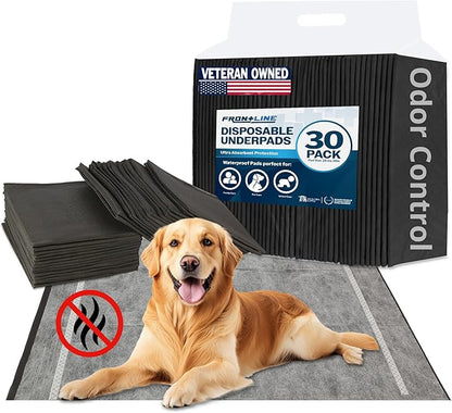 Charcoal Infused Pee Pads for Dogs 30 Count XL 6 Layer Puppy Pads with Odor Control, 28"x34" Training Underpads for Dogs, Cats, and Pets, Extra Large Wee Wee Floor and Furniture Protectors