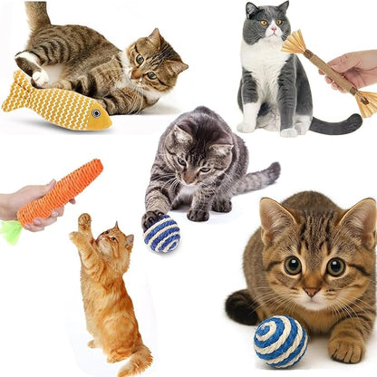 LNOVANT 6-Pack Interactive Cat Toys for Indoor Cats, Catnip Toys, Includes Silvervine Sticks for Kitten Teething and Dental Play - Fun Cat