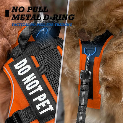 Tactical Dog Harness for Large and XL Breeds, Air Dog Vest No Pull with Reflective Do Not Pet Patches, Breathable Dog Molle Vests for Training Walking Hunting Orange