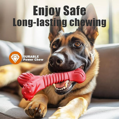 Doudele Dog Toys for Aggressive Chewers, Dog Toys for Medium Large Dogs, Natural Rubber Dog Chew Toys with Beef Flavor, Indestructible Chew Toys for Aggressive Chewers (red)