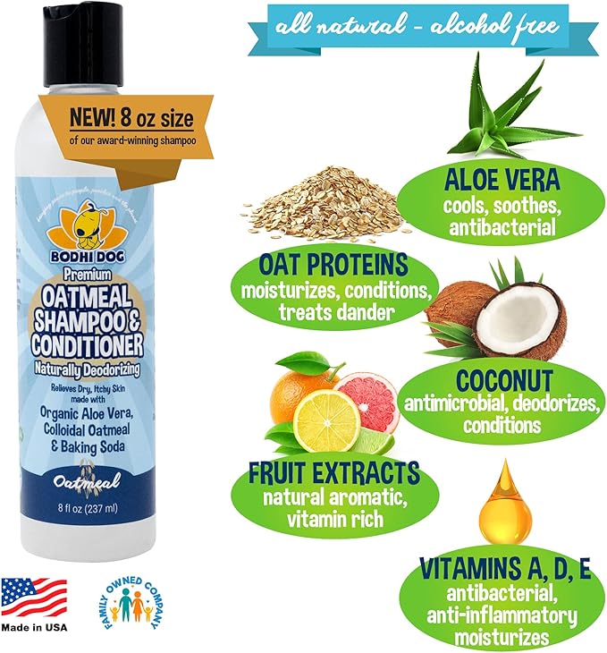 Bodhi Dog Baby Powder Scented Cat & Dog Cologne 4oz + Oatmeal Dog Shampoo & Conditioner for Pet Grooming 8oz | Moisturizing Shampoo for Sensitive Skin | Grooming Bundle