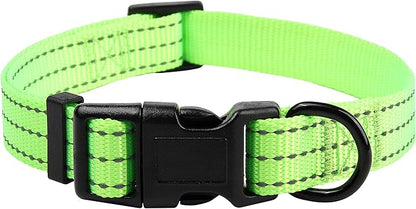 Mile High Life Dog Collar | Nylon Reflective Dog Collars | Light Weight Puppy Collars | Lime Green Dog Collars for Large Dogs (Solid Lime Green, Large)