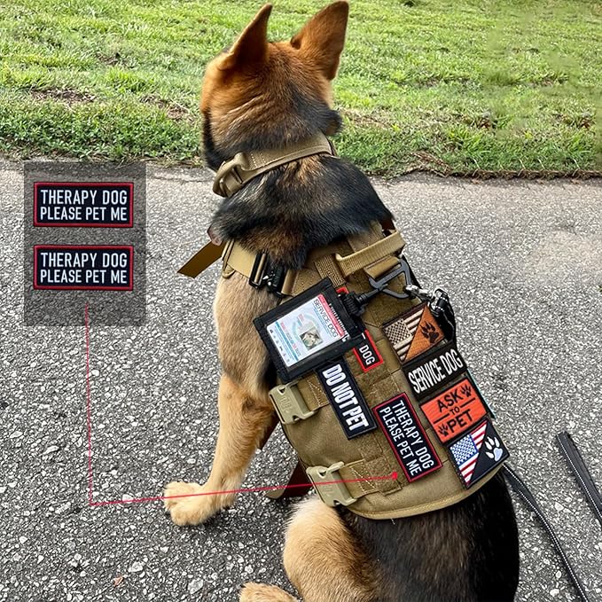 Service Dog Patches Removable Tactical Hook Loop Harness Embroidered in Training Patch Do Not Pet Working Dog Patch for Vest Harnesses Collars Leashes