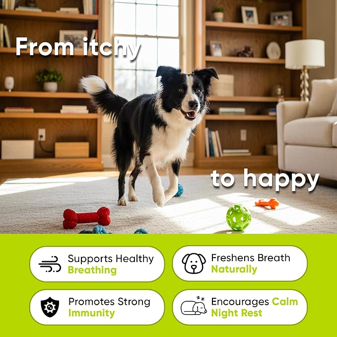 Dog Allergy Relief Chews – Anti Itch for Dogs with Colostrum & Salmon Oil – Reduces Paw Licking & Hot Spots – Omega 3 Fish Oil - Dry Skin & Coat Supplement for a Happy, Healthy Pup - 180 Count