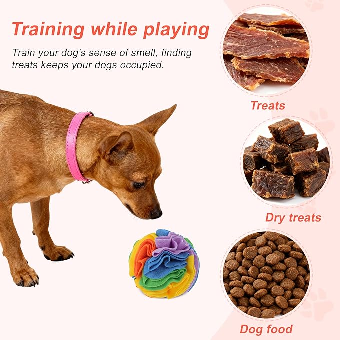 GLIDESMOOTH Snuffle Ball for Dogs, Designed for Small Breeds and Puppies, Interactive Dog Toys, Keeps Pets Busy with Storage Bag Machine Washable, Colorful, Small