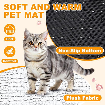 Riakrum 4 Pack Self-Warming Cat Beds with Storage Bags, 30" x 22" Soft Thermal Self Heating Pet Pads, Non-Slip & Washable Heated Mats for Indoor Outdoor Pet