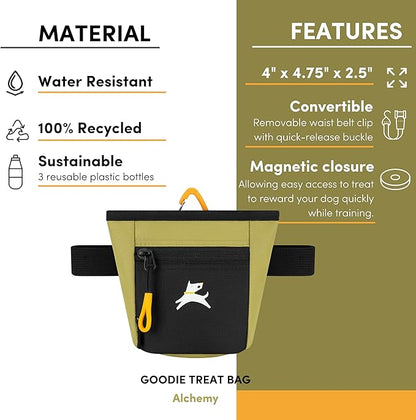 OllyDog Goodie Treat Bag, Dog Treat Pouch, Waist Belt Clip for Hands-Free Training, Magnetic Closure, Dog Training and Behavior Aids, Three Ways to Wear (Alchemy)
