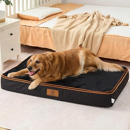 LIORCE Orthopedic Memory Foam XXL Dog Bed - 6" Thick Beds for Extra Large Sized Dog - Waterproof Removable Washable Cover & Wrap-Around Zipper - Ultimate Comfort & Easy Maintenance, Black