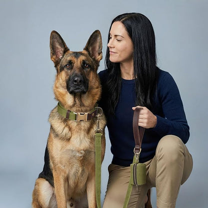 Didog Soft PU Leather Dog Collar for Large Dogs,Classic Adjustable Wide Dog Collars with Quick Release Metal Buckle,Easy Clean and Comfortable with Nylon Lining,Olive Green,XL Neck 20-27", Width 1.2"