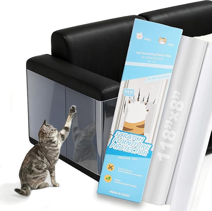 Couch Protector from Cat Claws, Cat Scratch Furniture Protector for Sofa Corners, Beds, Door, Tables, Wall, 118"x8" Self-Adhesive Tapes for Furniture Scratching Deterrent