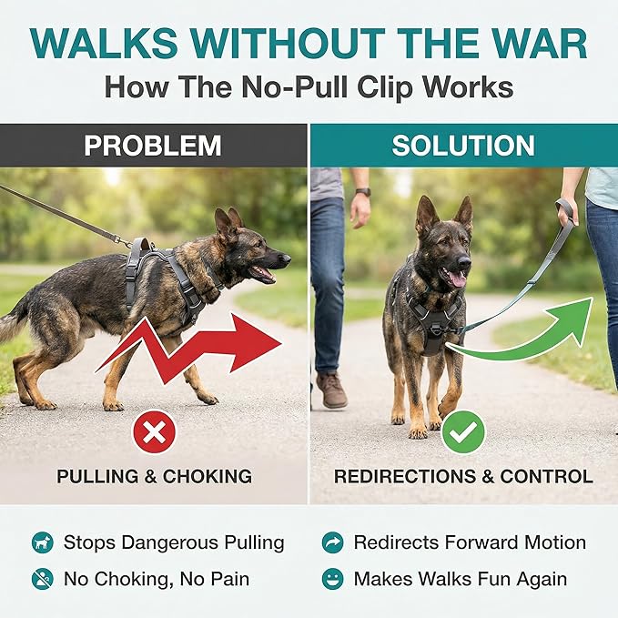 Embark Adventure Dog Harness, Reflective Trim XL Harness for Extra Large Dogs No Pull - Military Grade Nylon, 2 Leash Clips & Gel Lined Handle. Soft & Padded Puppy Dog for Any Breed