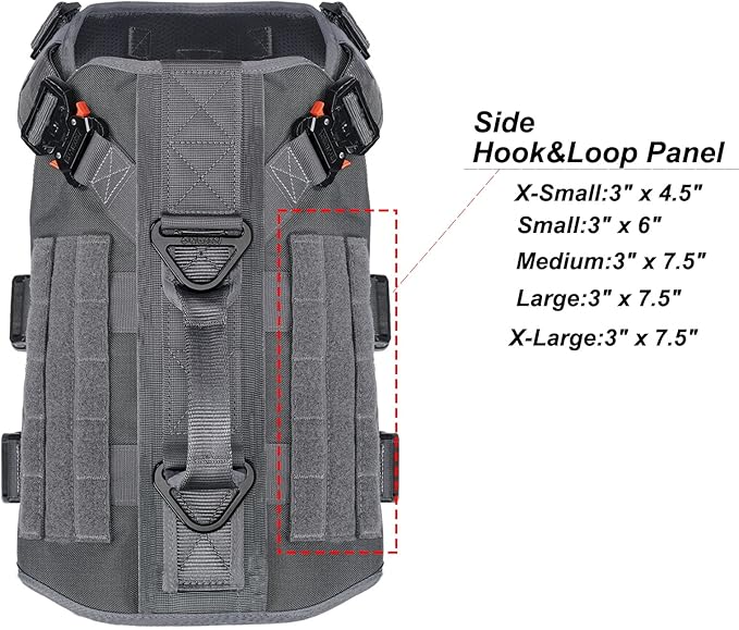 ICEFANG GN3 Tactical Dog Harness with 6X Buckle,Dog Molle Vest with Handle,3/4 Body Coverage,Hook and Loop Panel for ID Patch,No Pulling Front Clip (XL (32"-39" Girth), Wolf Gray)