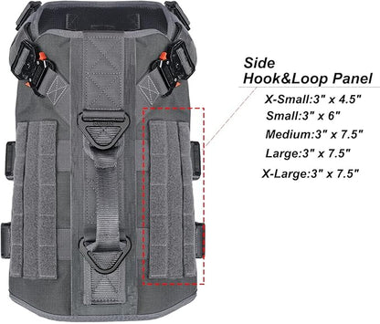 ICEFANG GN3 Tactical Dog Harness with 6X Buckle,Dog Molle Vest with Handle,3/4 Body Coverage,Hook and Loop Panel for ID Patch,No Pulling Front Clip (XL (32"-39" Girth), Wolf Gray)