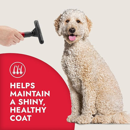 KONG Double-Sided Rake & Deshedding Tool – Detangling & Shedding Control, Rounded Metal Tips, Non-Slip Grip, for Medium to Large Dogs with Medium to Long Coats, Red/Gray