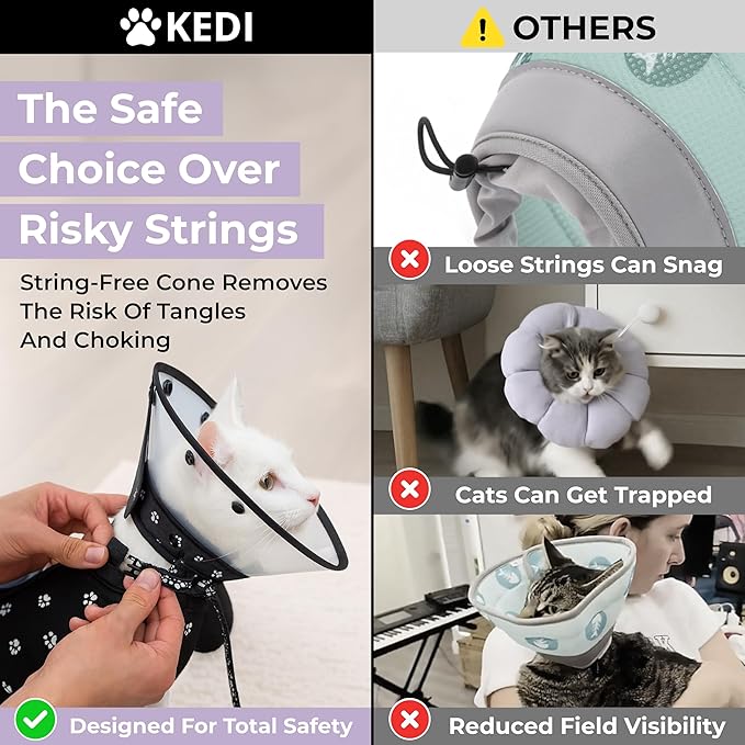 Cat Recovery Cone Kit Post Surgical Soft Pet Vest, Collar, and Non-Irritating Protection Cone for Cats - Comfortable Injury Care Solution (Black with White Paws, Small)