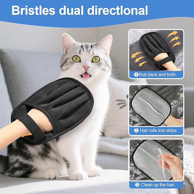Salhap Pet Hair Removal Tool for Cats & Dogs, 2025 New Upgraded Electrostatic Gloves for Pet Hair, Reusable Pet Hair Remover Tool for Couch, Furniture, Carpet, Curtain & Car Seat (Blue)