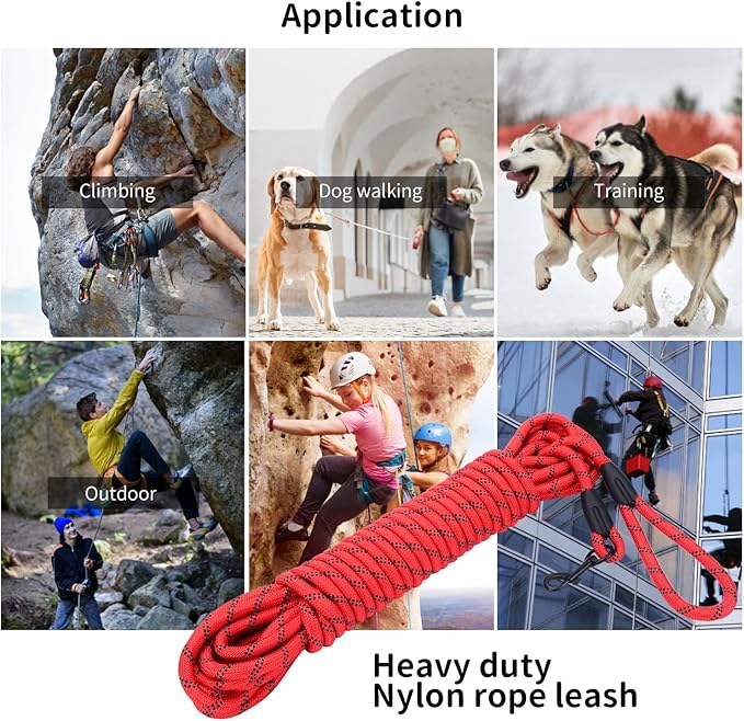 Long Dog Leash for Training 20Ft-Reflective Nylon Rope with Swivel Hook-Recall Agility Lead for Large Small Medium Dogs Outside Walking Hiking-Red