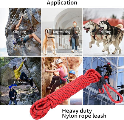 Long Dog Leash for Training 50Ft-Reflective Nylon Rope with Swivel Hook-Recall Agility Lead for Large Small Medium Dogs Outside Walking Hiking-Red