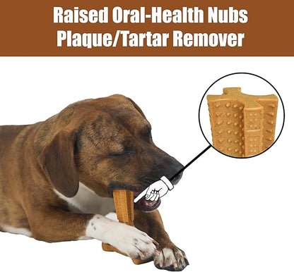 SPOT Bam-Bones Plus T Bone - Bamboo Fiber & Nylon, Durable Long Lasting Dog Chew for Aggressive Chewers – Toy for Dogs & Puppies Under 60lbs, Non-Splintering, 6in, Allergen Free Peanut Butter Flavor