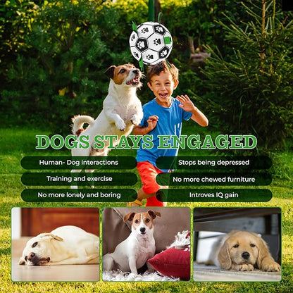 Dog Toys (8 Inch) Large World Cup Soccer Ball with Straps, Iterative Dog Toys for Tug of War, Yard Game, Dog Water Toy, Puppy Birthday Gifts, Durable Indoor & Outdoor Dog Balls for Small & Medium Dogs