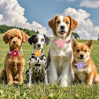 Small Dog Collar with Flower, Puppy Collar for Girl Dog Collars for Small Dogs Cute Dog Collar with Bell, Adjustable Length