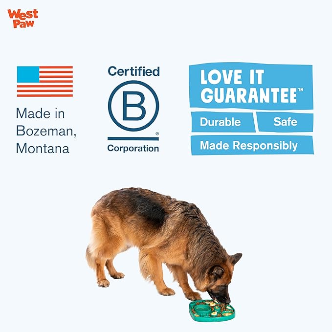West Paw Seaflex Bubbles Feast Mat – All-in-One, Slow Feeder, Lick Mat – Encourages Foraging & Food Exploration - Engages Picky Eaters & Slow Feeding - Versatile – Easy to Clean, Non-Toxic - Kelp