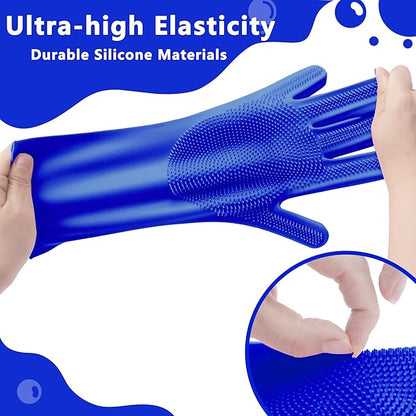 Pet Grooming Gloves—Heat Resistant Dog Washing Gloves with High-Density Teeth, Dog Bath Scrubber with Enhanced Five Finger Design, Silicone Gloves for Dogs and Cats Bathing, Massage (Dark Blue)