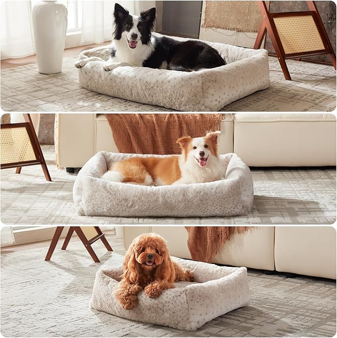 JOEJOY Small Dog Bed for Small Dogs, Washable Orthopedic Premium Soft Corduroy Fleece Pet Bed with Removable Zipper Cover, Cute Calming Puppy Bed with Non Skid Bottom