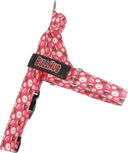 BULLHUG Adjustable Dog Harness– No Pull, No Choke – for English Bulldogs, French Bulldogs, Pugs & Broad-Chested Breeds – Easy, Safe Walks (Donuts, XS)